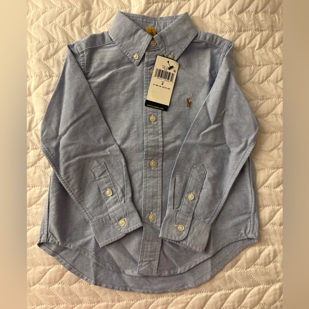 Polo Ralph Lauren Core Replen Blue Boys Button-Down Shirt. NWT - Size 3.